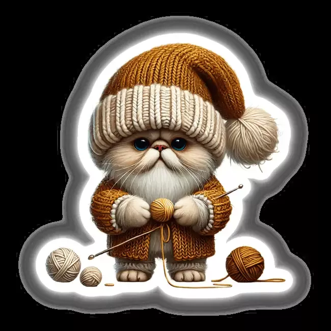 Himalayan Cat Gnome Holding Ball of Yarn