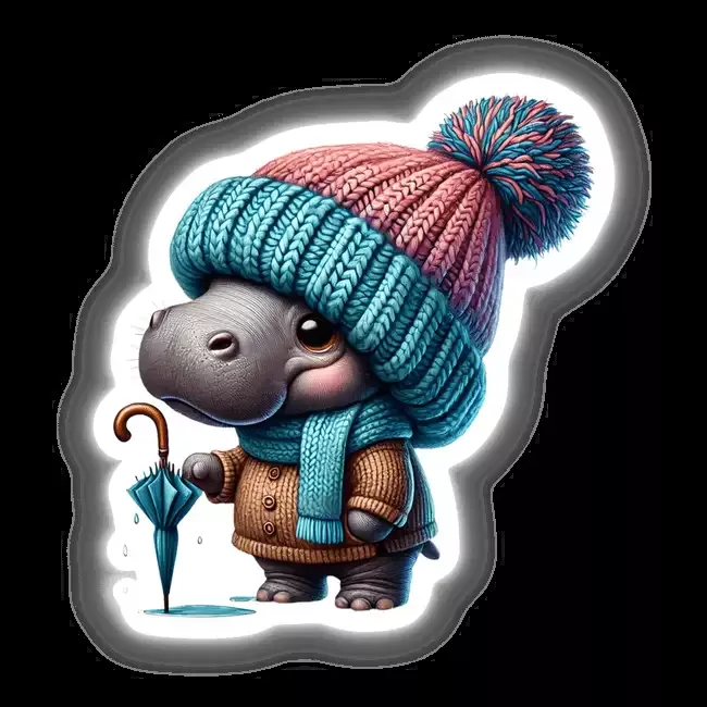 Hippo Gnome with Umbrella