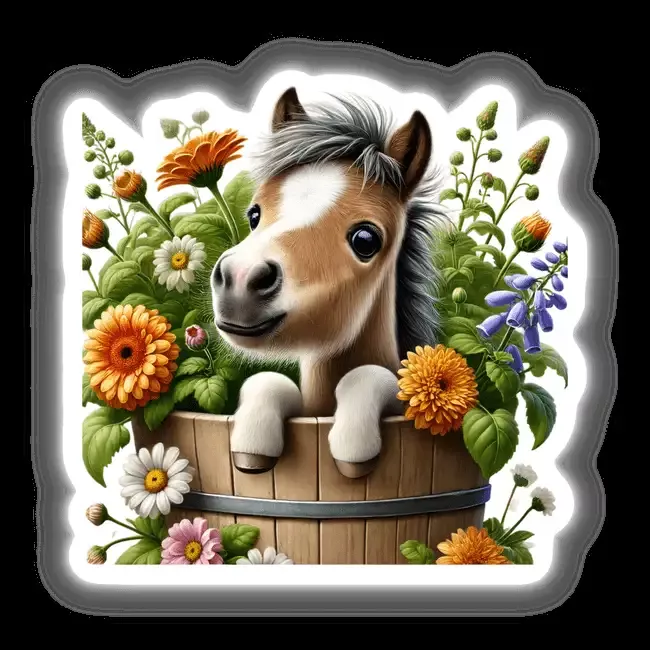 Horse Peeking Out of Flower Pot