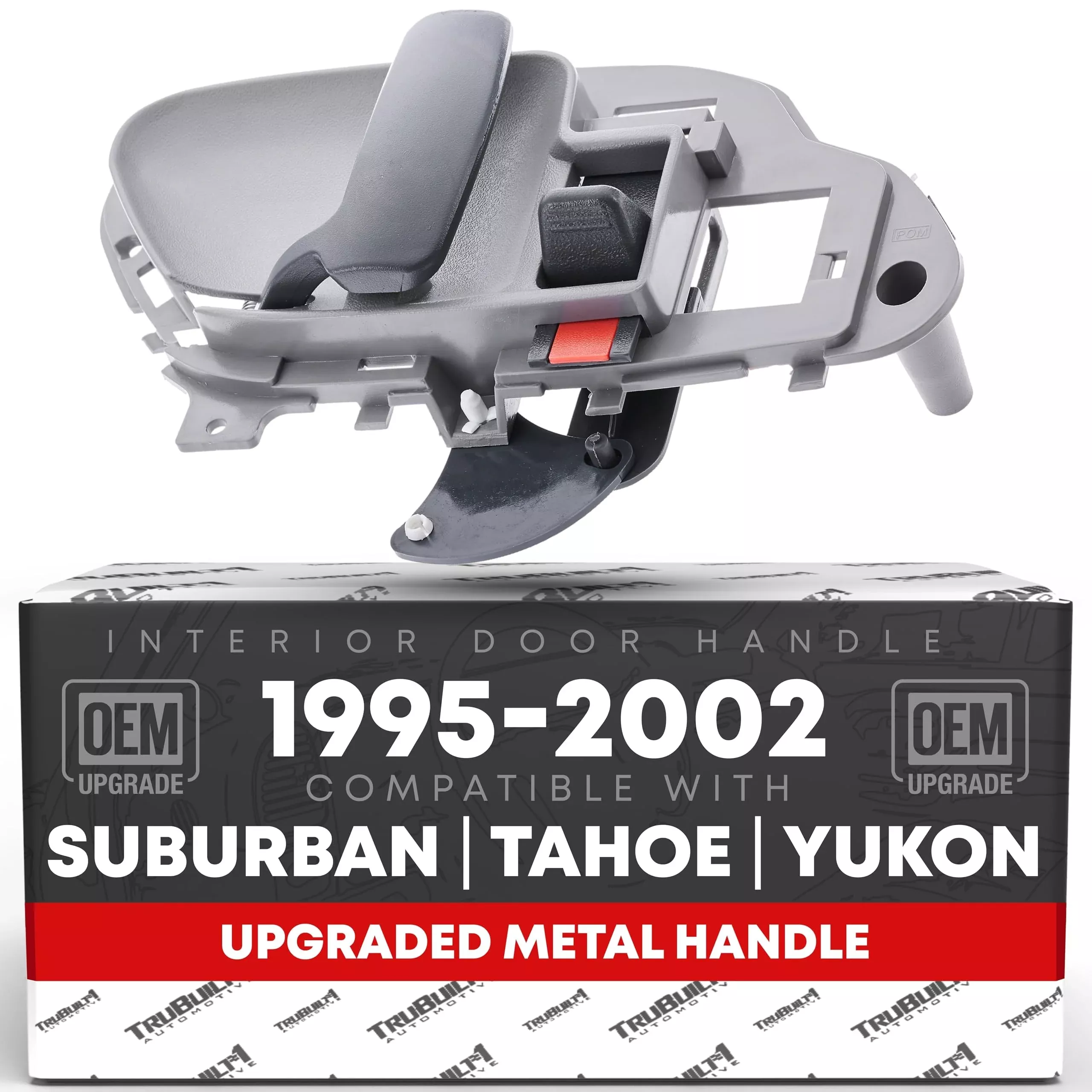 Interior Front Driver Door Handle, Upgraded Metal - Compatible with 1988-2000 Chevrolet GMC C1500, K1500, C2500, K2500, K3500, 92-94 Blazer, 95-99 Tahoe; 00 GMC Yukon - Gray - OEM 15708043, 77187CD - Front & Rear Left Side