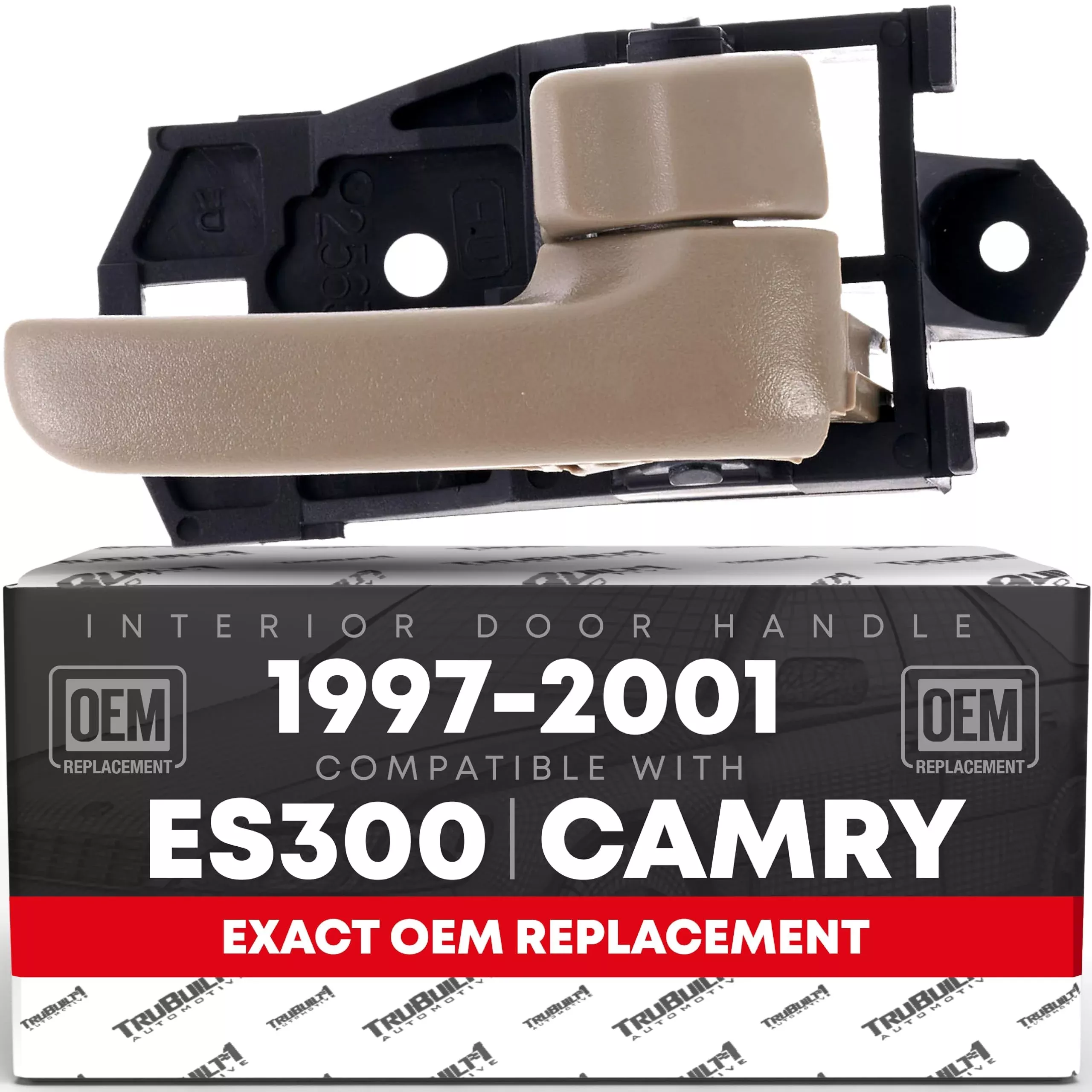 Interior Front or Rear Passenger Door Handle Replacement - Compatible with 1997-2001 Toyota Camry - Beige (Ivory), Plastic - OEM 69205-AA010-E0, 80410 - Front or Rear Passenger Side Handle