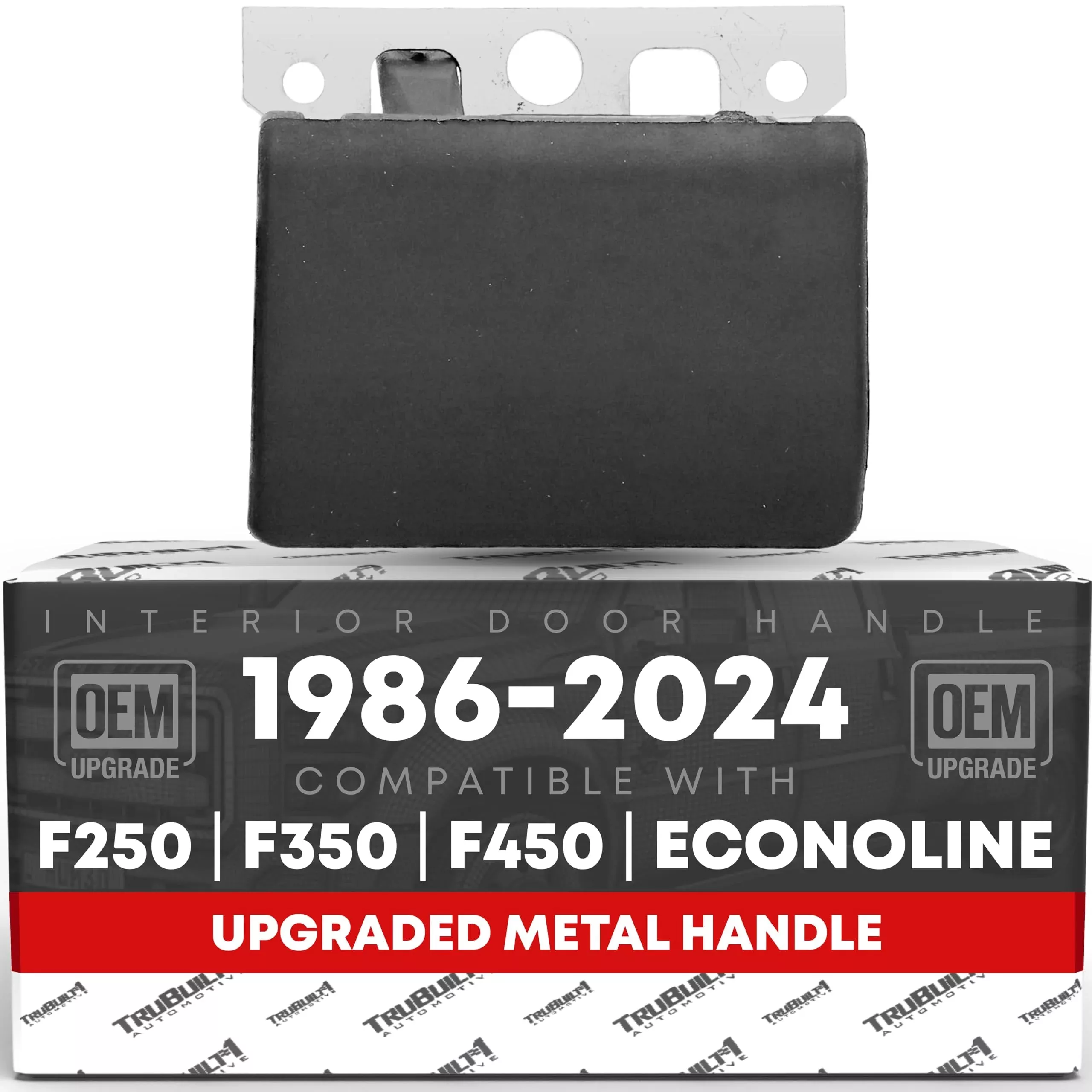 Interior Front/Rear Driver Door Handle, Upgraded Metal - Compatible with 1999-2015 Ford F-250 F-350 F-450, 88-24 E-150 E-250 E-350 Econoline, 86-97 Aerostar - Textured Black - OEM 6C3Z-2522600-AAA-MT - Front or Rear Driver Side Handle