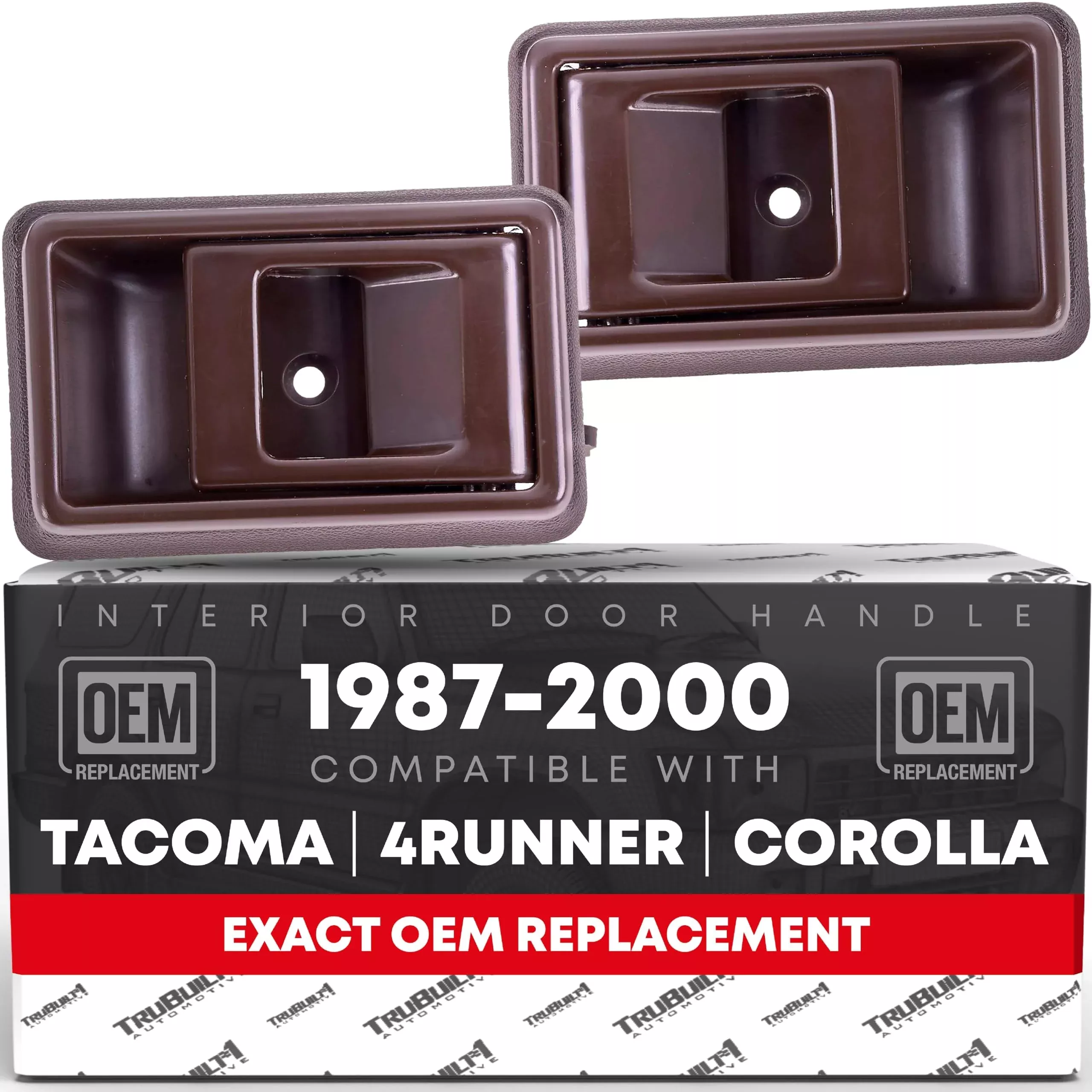 Interior Front & Rear, Driver & Passenger Door Handle Set - Compatible with 1995-2000 Toyota Tacoma, 89-95 4Runner, 88-92 Corolla Geo Prizm, 89-95 Pickup - Brown - OEM 69206-04010-B, 69205-04010-B - Brown,Driver + Passenger Door Handle