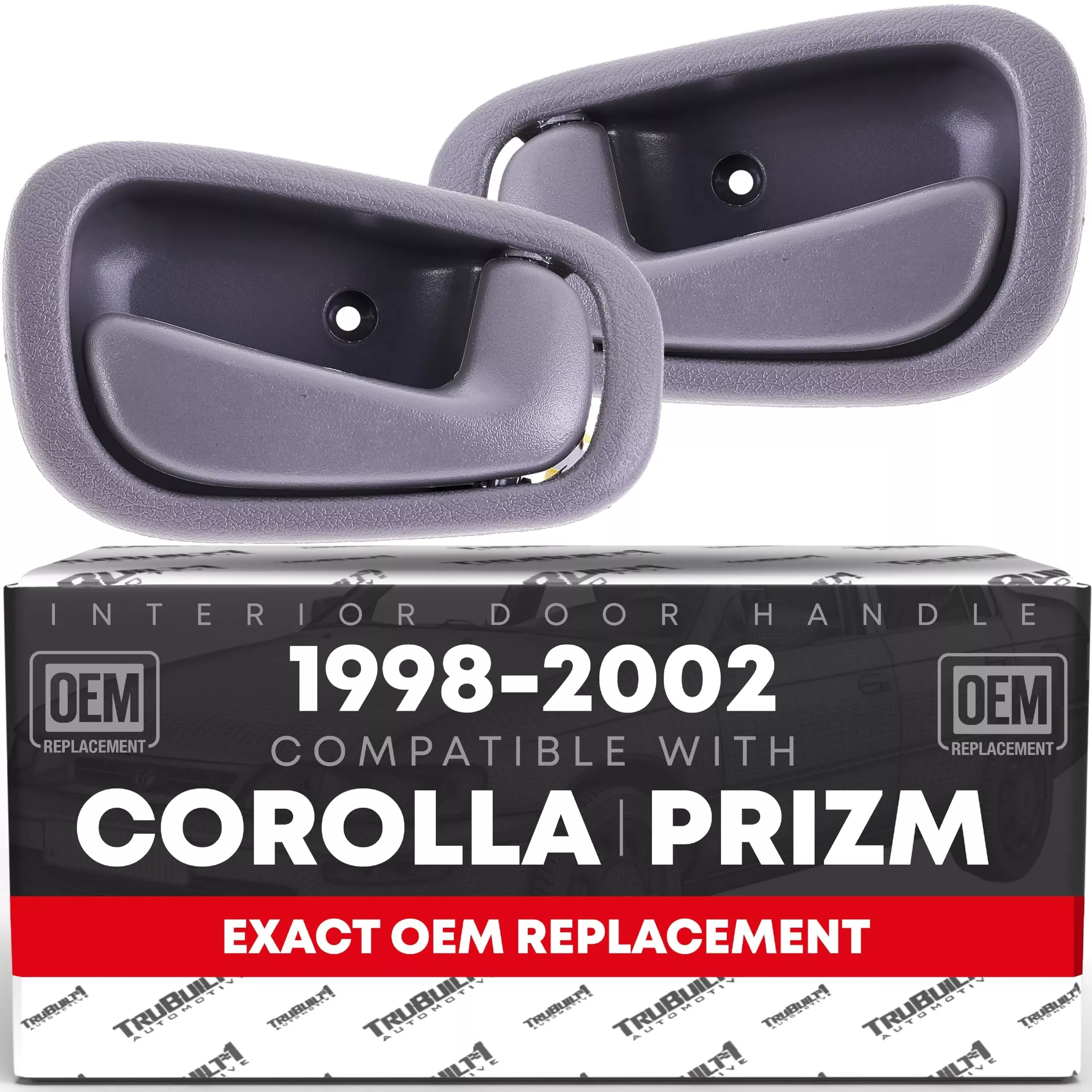 Interior Front/Rear Driver & Passenger Door Handle Set - Compatible with 1998-2002 Toyota Corolla - Light Gray (Charcoal), Plastic - OEM 69206-02050-GRAY, 69205-02050-GRAY, 80374 - Front or Rear, Driver or Passenger Handle - Set
