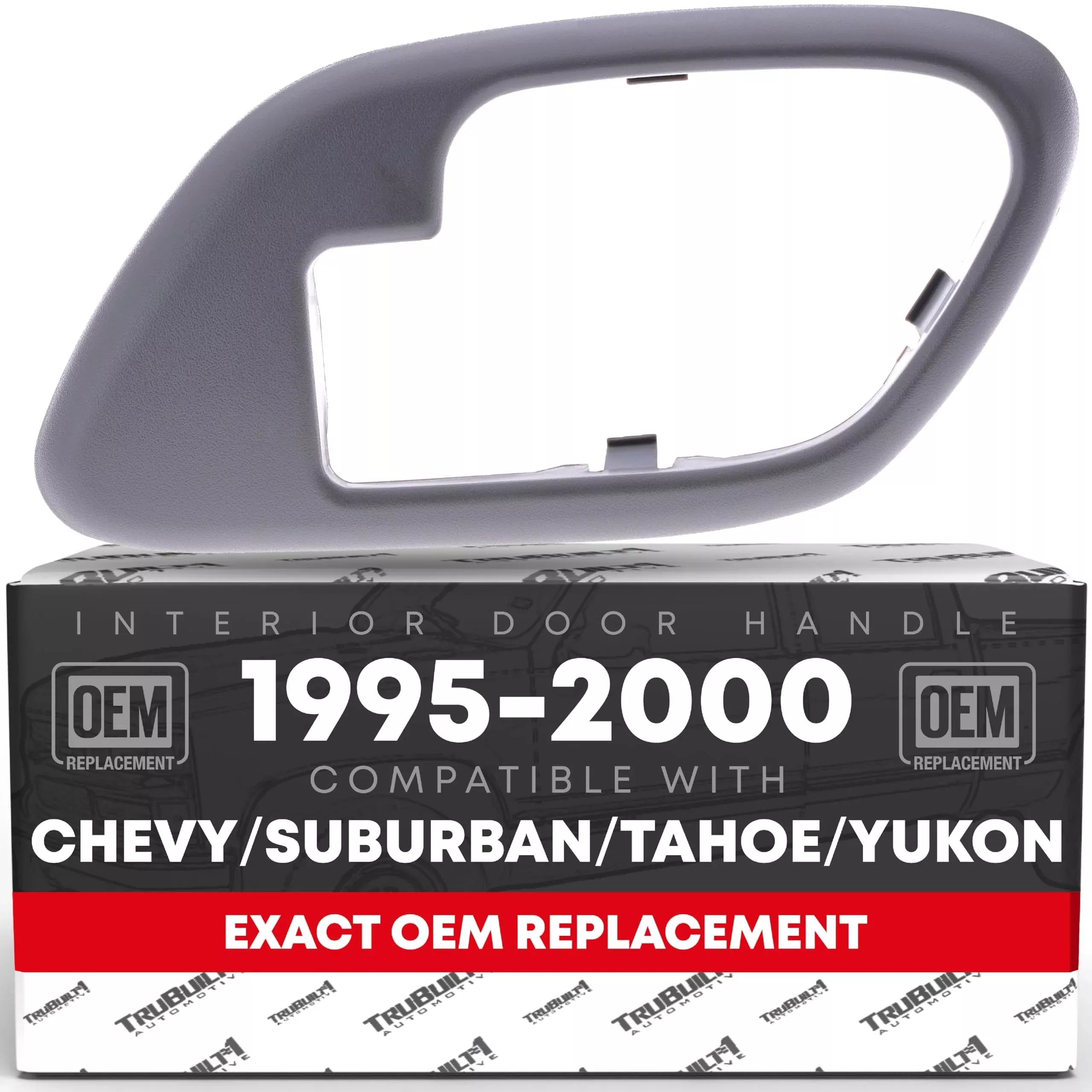 Interior Front/Rear Passenger Door Handle Bezel - Compatible with 1995-1999 Chevrolet GMC C1500 & K1500 Suburban, C2500 & K2500 Suburban, 95-00 C3500 & K3500, 95-02 C3500HD, C5500 - Gray, OEM 1570808 - Front or Rear Passenger Side Bezel