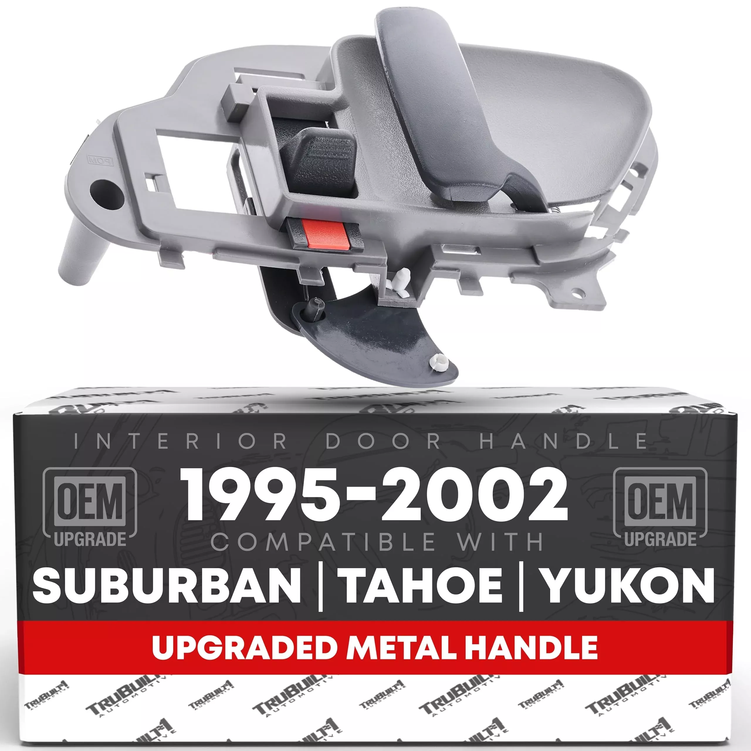 Interior Front/Rear Passenger Door Handle Upgraded Metal - Compatible with 1995-1999 Chevrolet GMC C1500 & K1500 Suburban, C2500 & K2500 Suburban, 95-00 C3500 & K3500, 95-02 C5500 - Gray, OEM 1570804 - Front & Rear Right Side