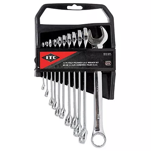 ITC Professional 11-Piece Fully Polished S.A.E. Combination Wrench Set, 20207