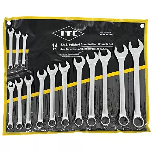 ITC Professional 14-Piece S.A.E. Polished Combination Wrench Set, 20210