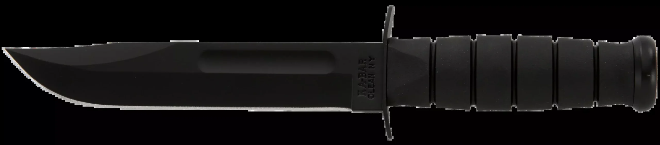 Ka-Bar 1211 Fighting/Utility7" Fixed Clip Point Plain Black 1095 Cro-Van Blade/ Black Kraton G Handle