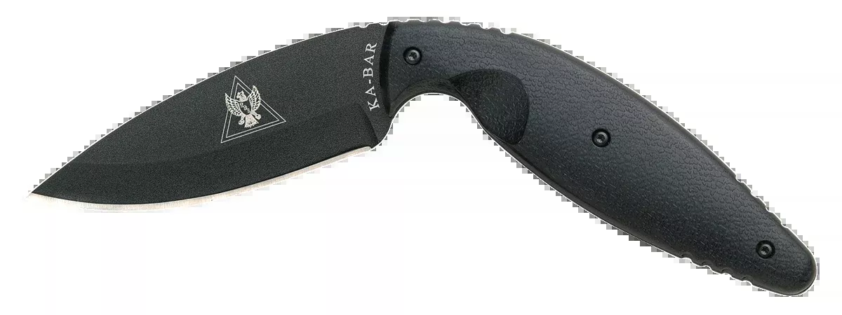 Ka-Bar 1482 TDI Law Enforcement Large 3.69" Fixed Drop Point Plain Black AUS-8A SS Blade Black Zytel Handle Includes Belt Clip
