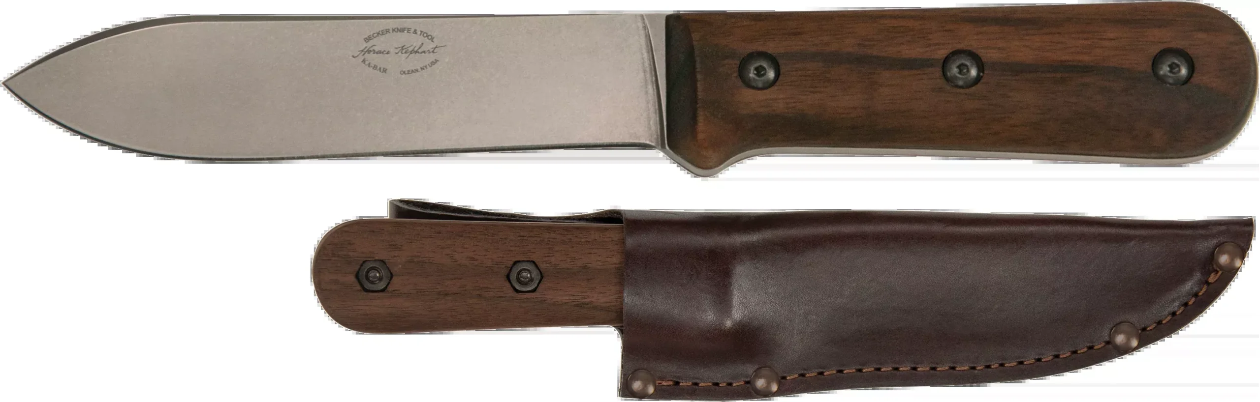 Ka-Bar BK62 Becker Kephart 5.13" Drop Point Plain 1095 Cro-Van Walnut Handle Fixed