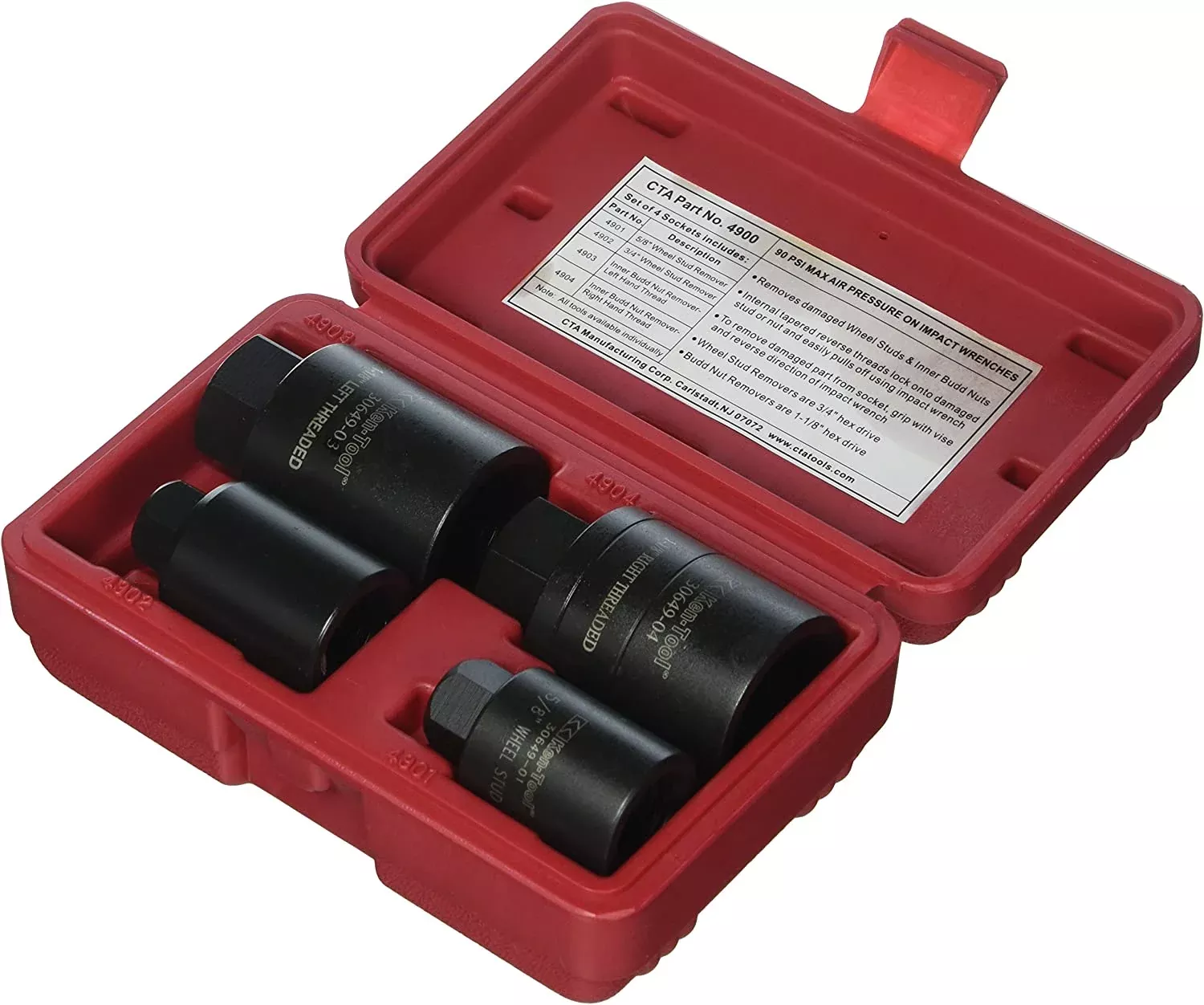 Ken-Tool 30649 4pc Heavy Duty Wheel Stud Remover Hex Drive Impact Socket Set