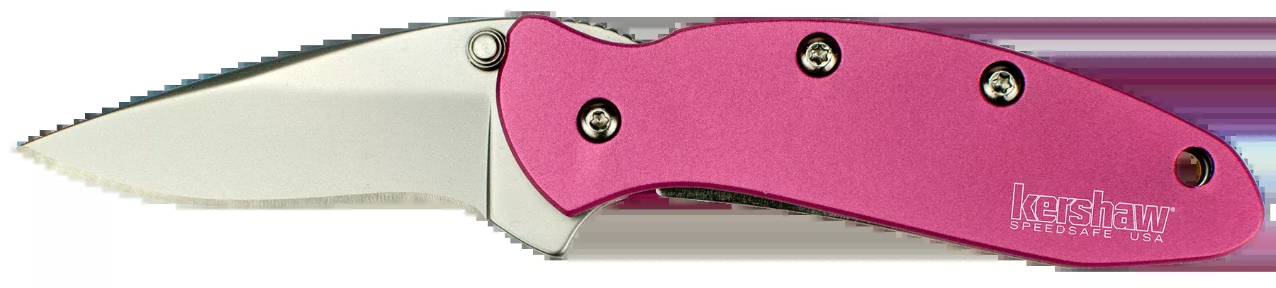 Kershaw 1600PINK Chive1.90" Folding Drop Point Plain Bead Blasted 420HC SS Blade Pink Anodized Aluminum Handle Includes Pocket Clip
