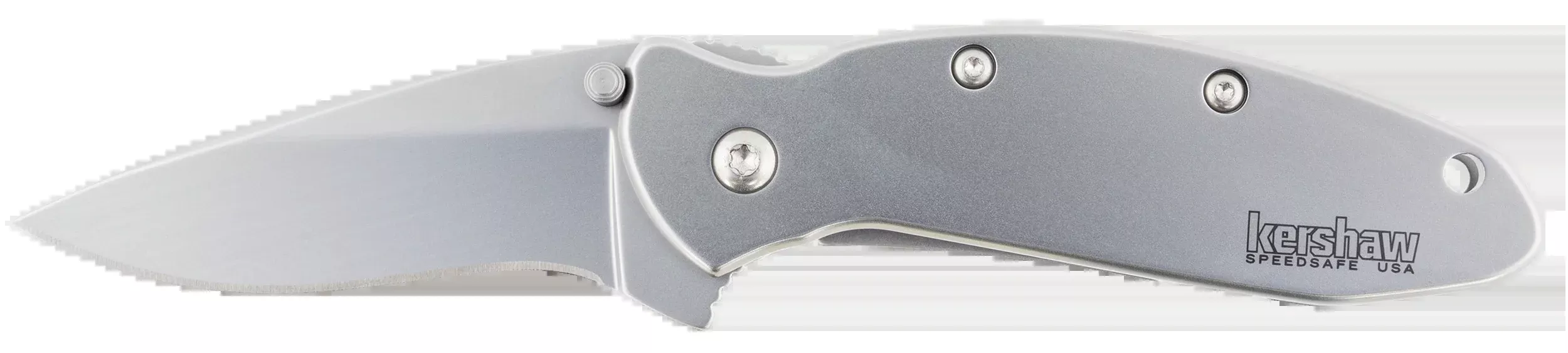 Kershaw 1620FL Scallion2.40" Folding Drop Point Plain Bead Blasted 420HC SS Blade/Bead Blasted 410 Stainless Steel Handle Includes Pocket Clip