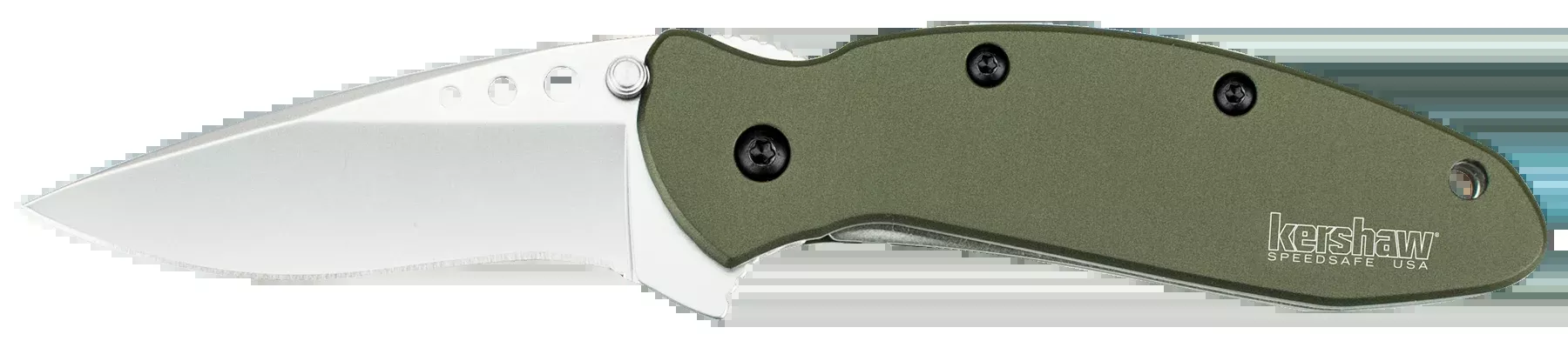 Kershaw 1620OL Scallion2.40" Folding Drop Point Plain Bead Blasted 420HC SS Blade Olive Drab Anodized Aluminum Handle Includes Pocket Clip