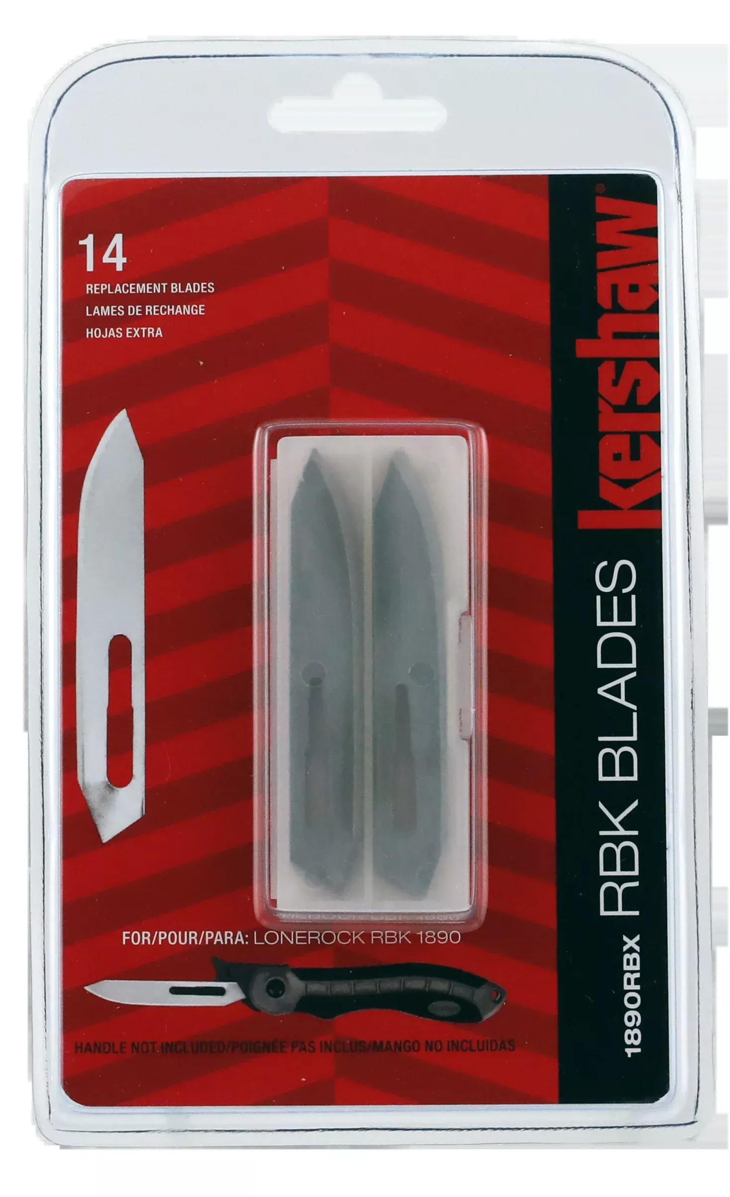 Kershaw 1890RBX LoneRock RBK Replacement Blades Drop Point 2.75" Satin 60A SS Blade 14 Blades