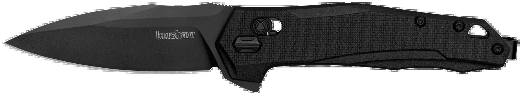 Kershaw 2041 MonitorMid-Size 3" Folding Spear Point Plain Black Oxide D2 Steel Blade/Black Textured Glass-Filled Nylon Handle Includes Pocket Clip