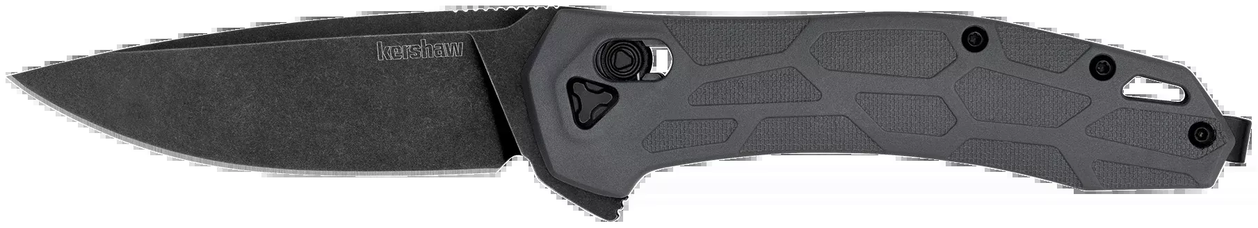 Kershaw 2042 CovalentMid-Size 3.20" Folding Drop Point Plain Black Oxide Blackwash D2 Steel Blade/ Gray Textured Pockets Glass-Filled Nylon Handle Includes Pocket Clip