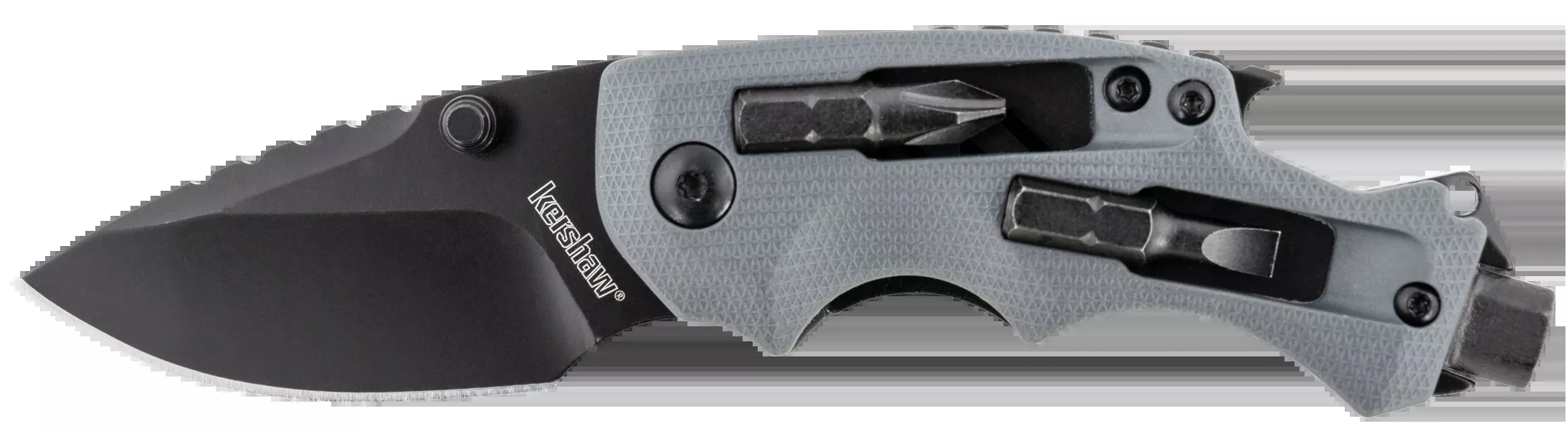 Kershaw 8720 Shuffle DIY 2.40" Folding Drop Point Plain Black Oxide 8Cr13MoV SS Blade Gray Glass-Filled Nylon Handle Includes Pocket Clip