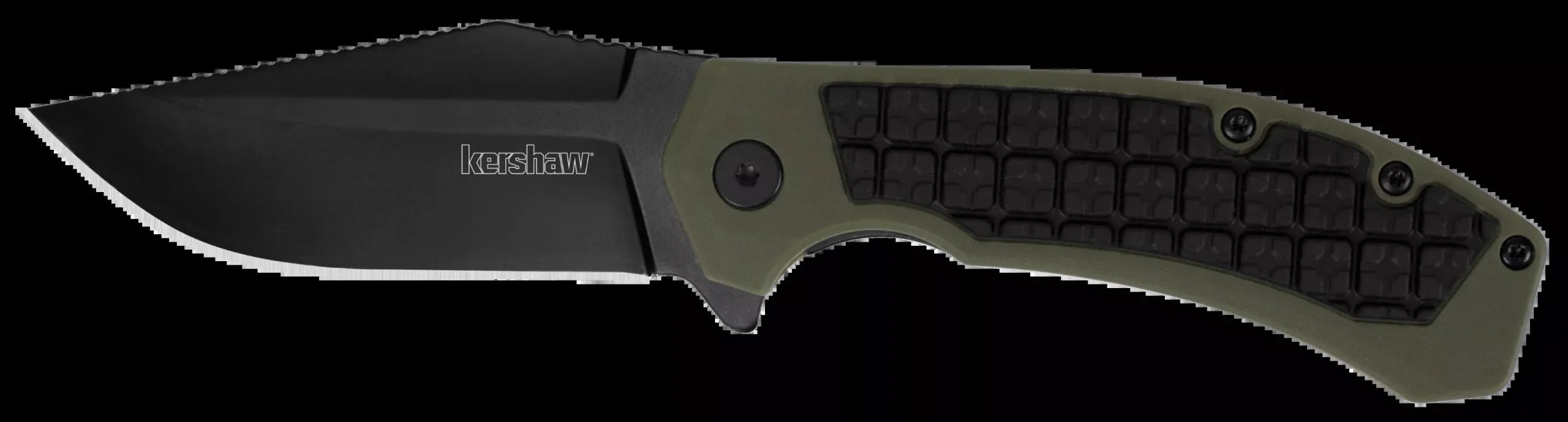 Kershaw 8760 Faultline3" Folding Drop Point Plain Black Oxide 8Cr13MoV SS Blade Black/OD Green Glass-Filled Nylon Handle Includes Pocket Clip