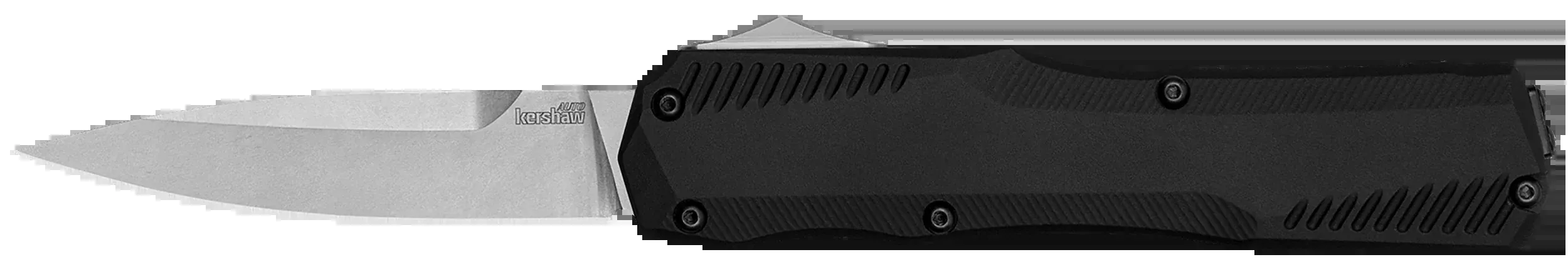 Kershaw 9000 Livewire3.30" OTF Spear Point Plain Stonewashed CPM 20V SS Blade/ Textured Black Anodized Aluminum Handle Includes Pocket Clip