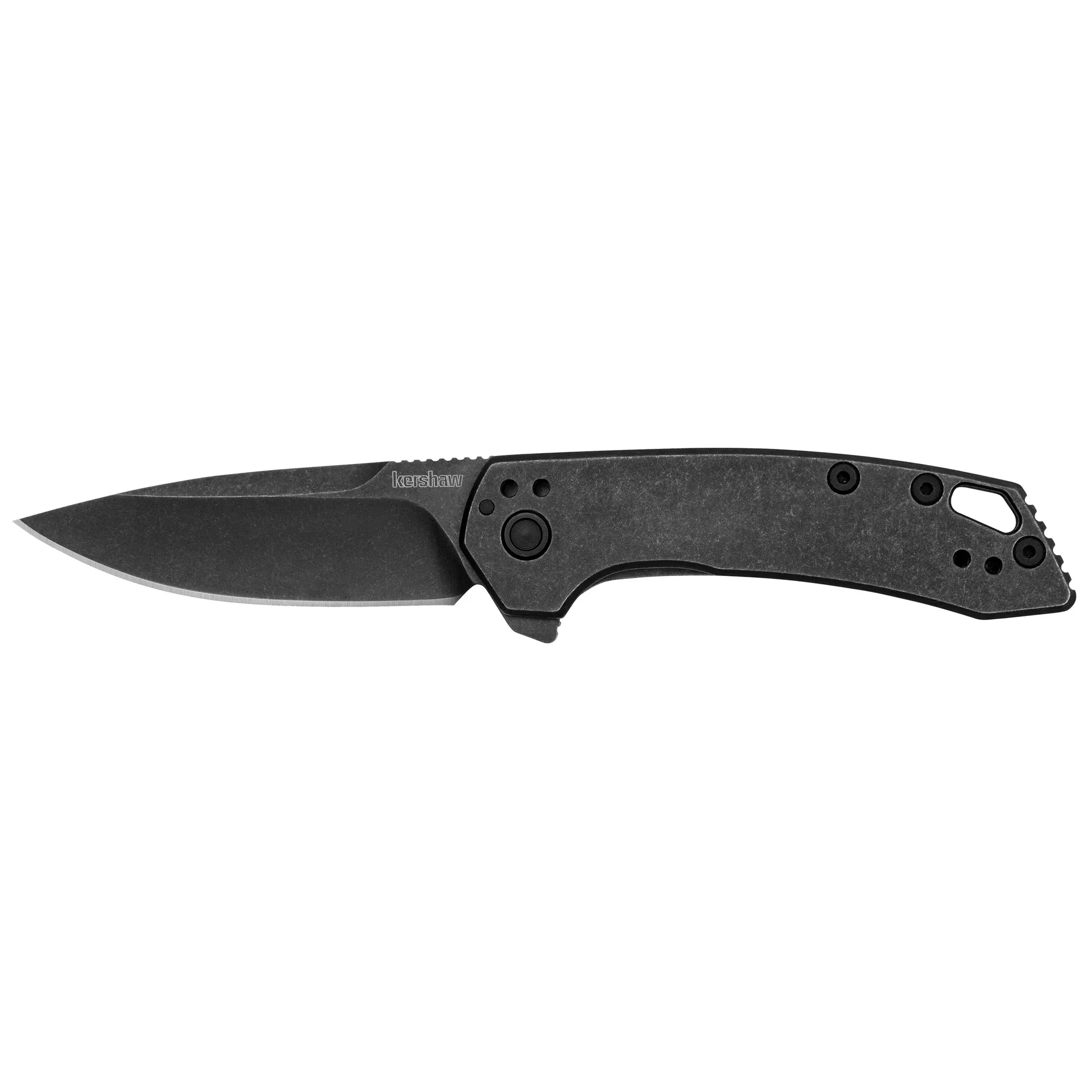 KershawRadar2.90" Folding Drop Point Plain Black Oxide Blackwash 8Cr13MoV SS Blade & Stainless Steel Handle Includes Pocket Clip