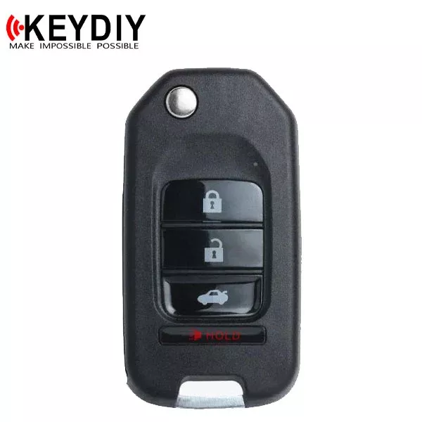 KEYDIY - Honda Style - 4-Button Flip Key Blank - Black(KD-B10-4)
