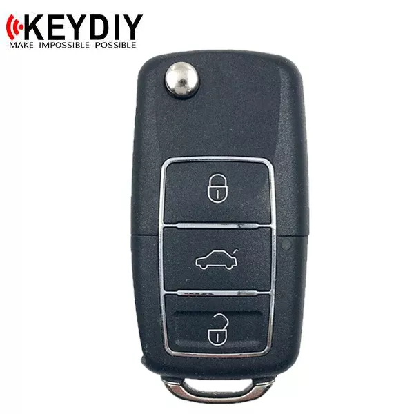 KEYDIY - VW Style - 3-Button Flip Key Blank - Black(KD-B01-3-BLACK)