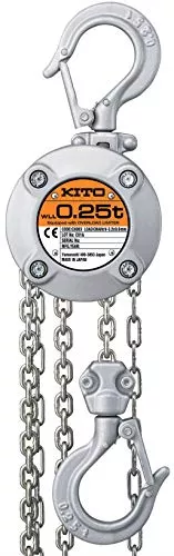 Kito Hoist CX005 Mini Hand Chain Hoist, Hook Mount, 8' Lift, 8.5" Headroom, 0.8" Hook Opening (500KG Capacity)