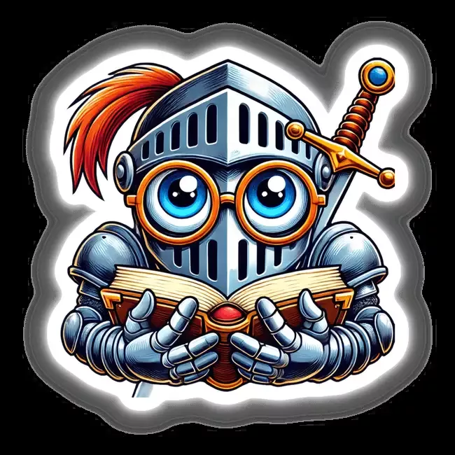 Knight With Reading Glasses Open Book