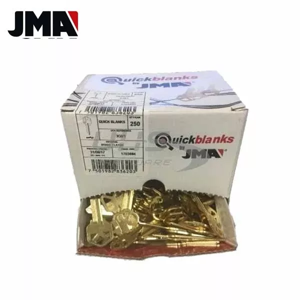 KW1 Keys - Brass Finish Kwikset Key Blanks (JMA) Pack of 250