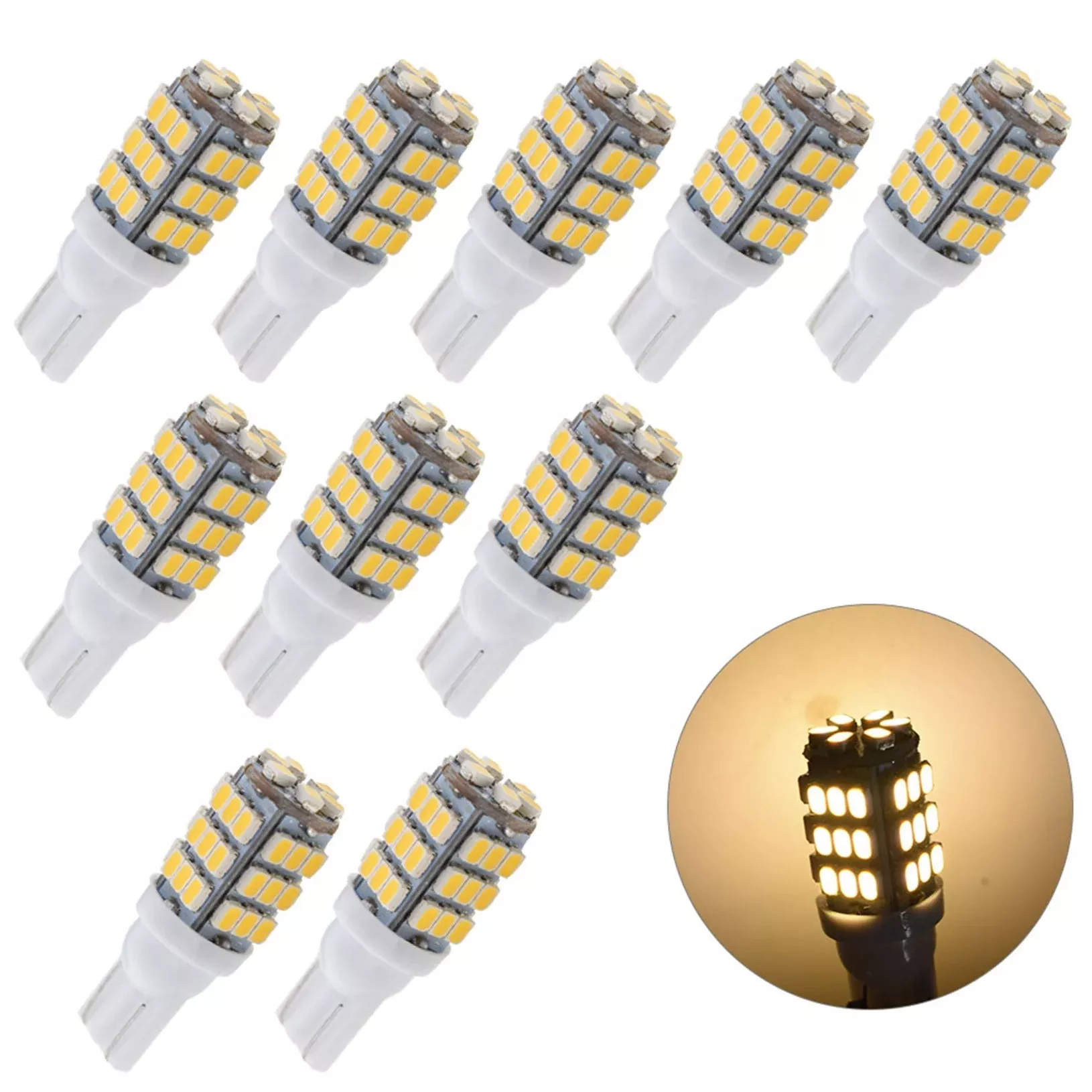 labwork 10PCS T10 RV For Camper Trailer 12V LED Interior Light Bulbs Warm White