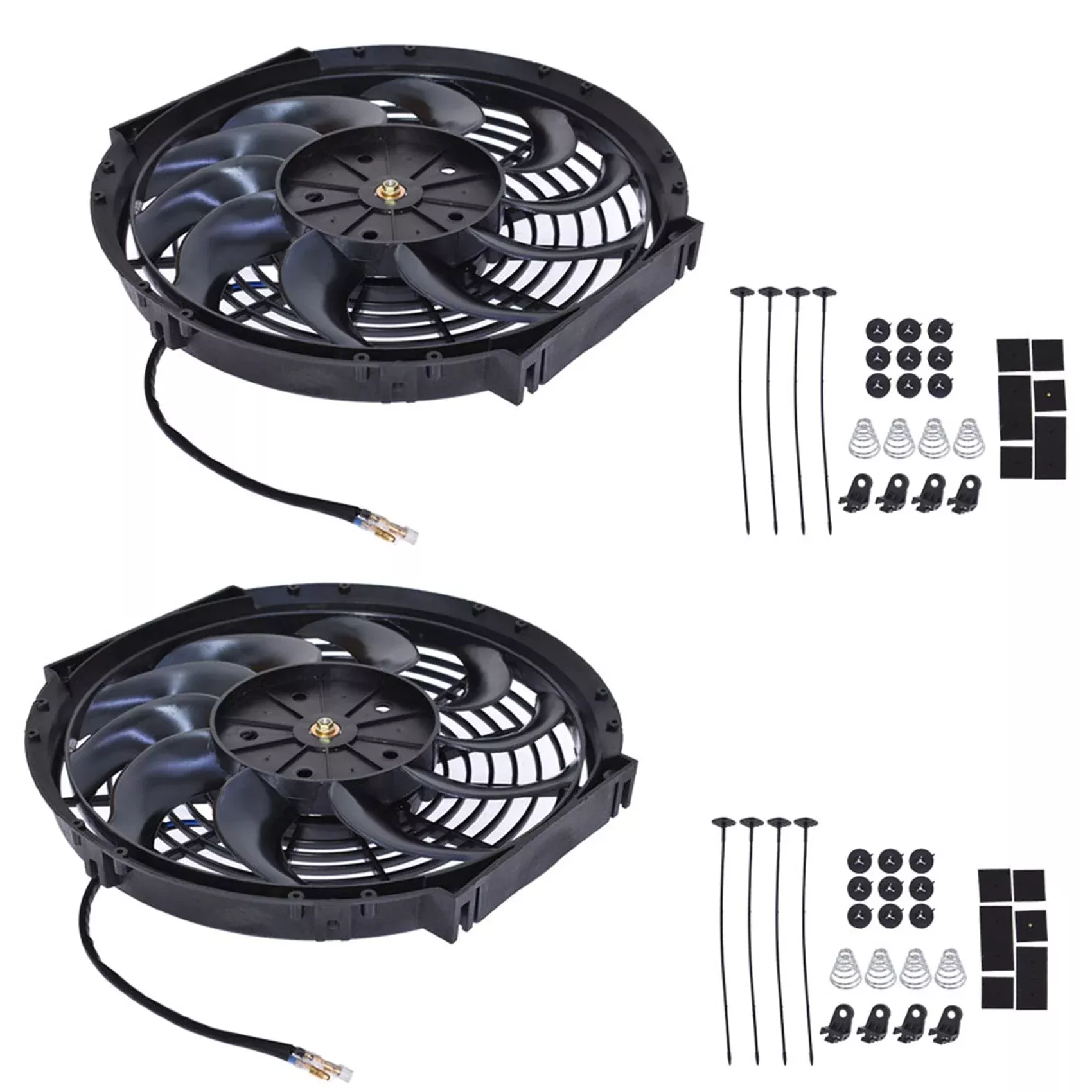 labwork 2-Pack 12in Electric Radiator Cooling Fan Assembly Kit Black 1730 CFM Replacement for WRX STI Yaris
