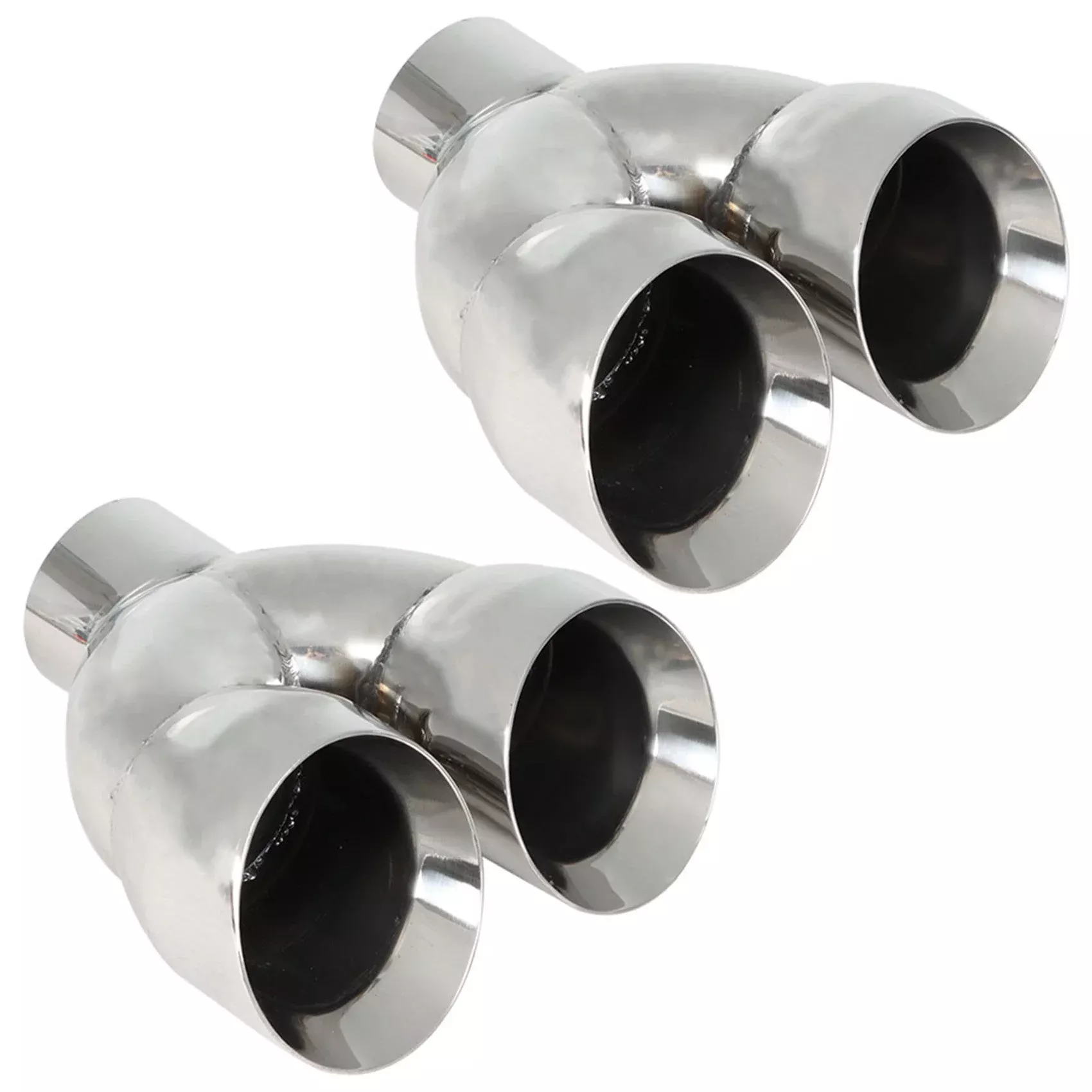 Labwork 2 Pcs Quad 3" In 4" Out 9" Long Dual Wall Exhaust Tips Stainless Steel