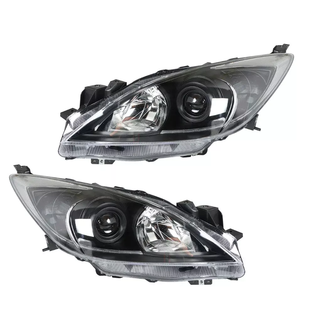 Labwork For 2010-2013 Mazda 3 Headlight Black Housing Halogen Type Right&Left