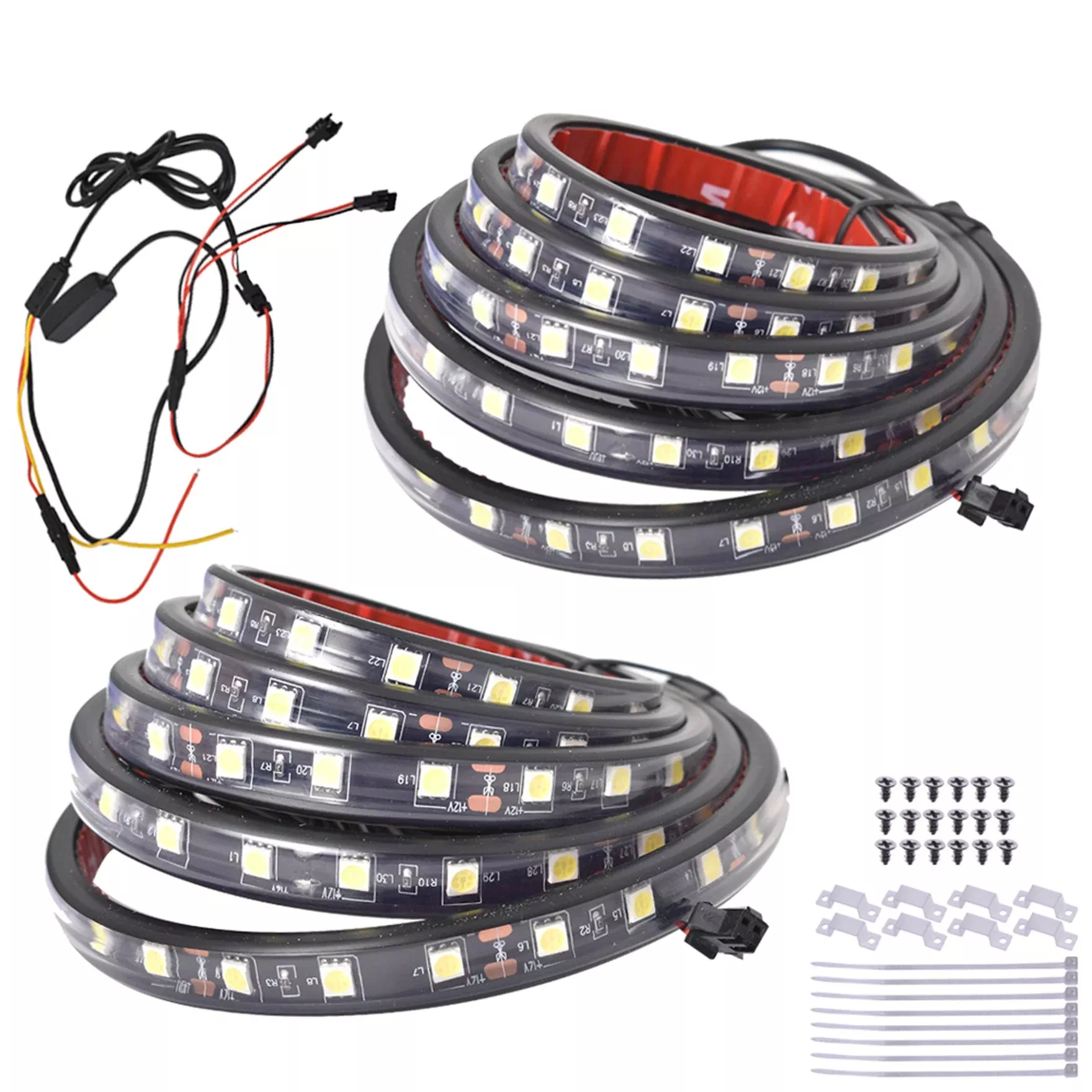 labwork 2PCS 60" White LED Pickup Truck Bed Light Kit w/Switch Super Bright