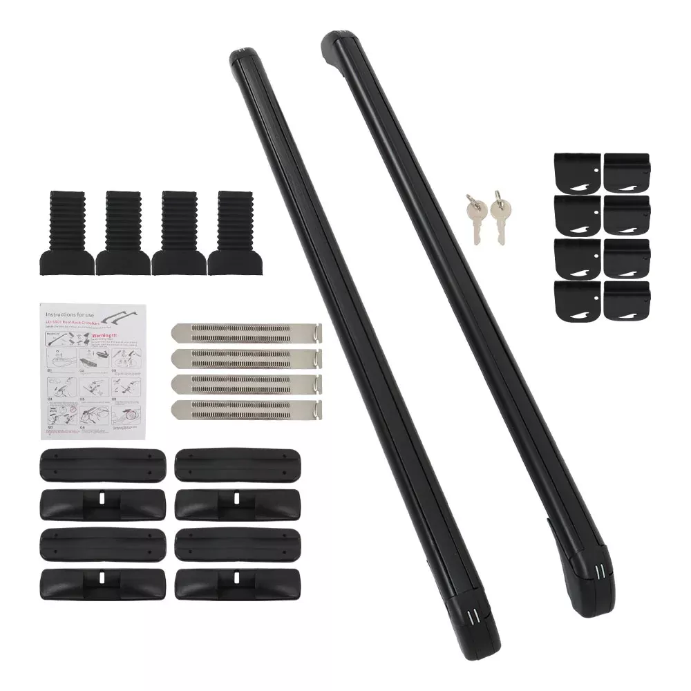 labwork 2Pcs Universal Roof Rack Cross Bars Black Aluminum for Plain Roof Vehicles