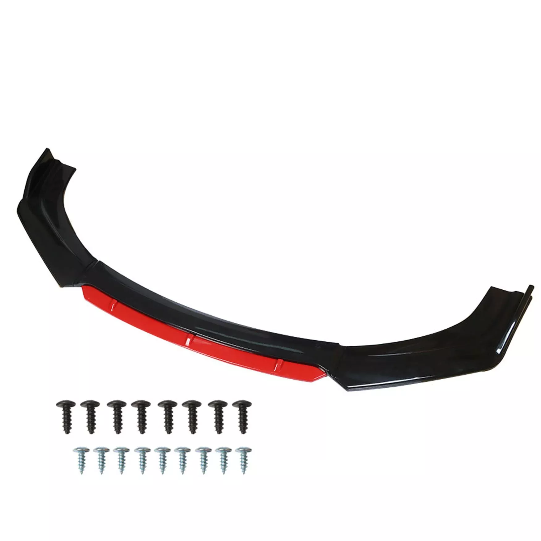 labwork 4 Pieces Universal Car Front Bumper Lip Spoiler Splitter Protector Body Kit Bright Black Red Tongue