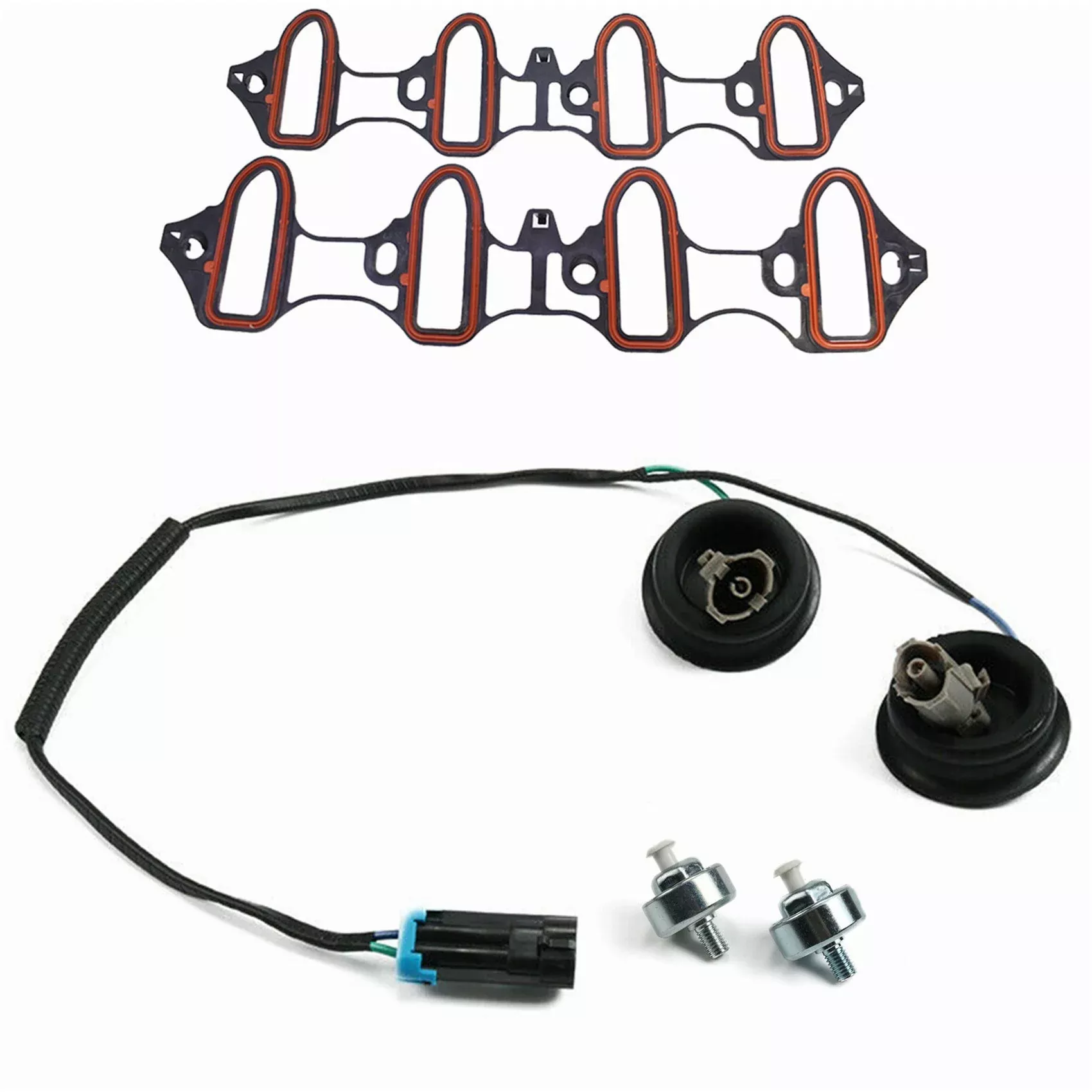 labwork 5PCS Intake Manifold Gasket Kit Knock Sensor Harness Set for Chevy Silverado GMC Sierra 1999-2007