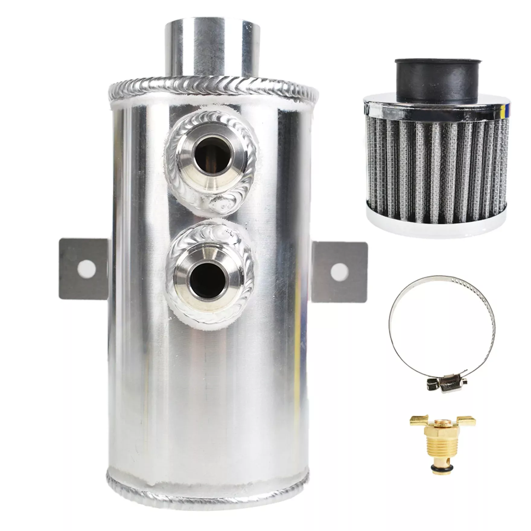 Labwork Aluminum 10AN Oil Catch Can Reservoir Tank W/ Breather Filter Baffled