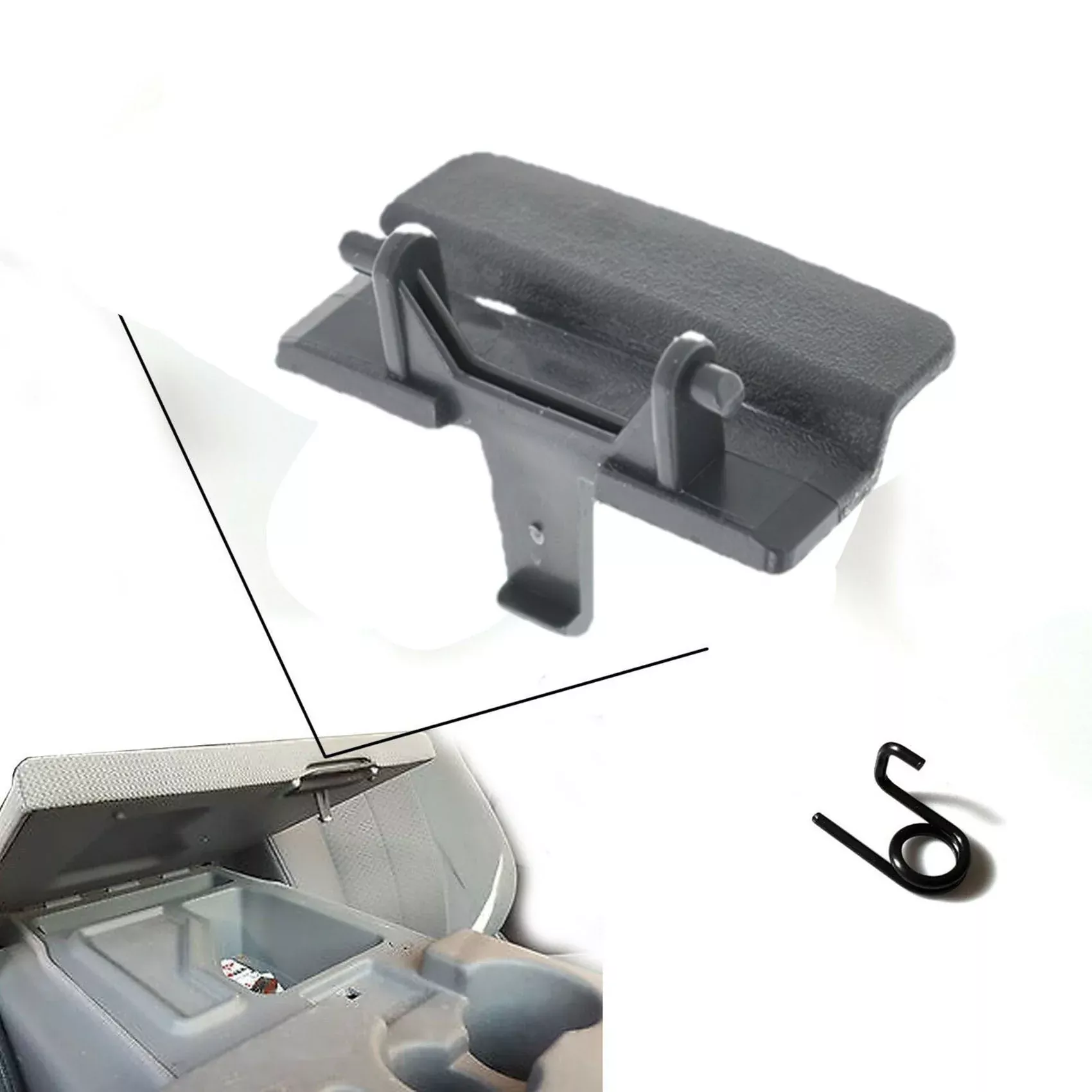labwork Center Console Jump Seat Lid Latch with Spring Replacement for 2010-2018 Ford F-150 Dark Gray BL3418672A66