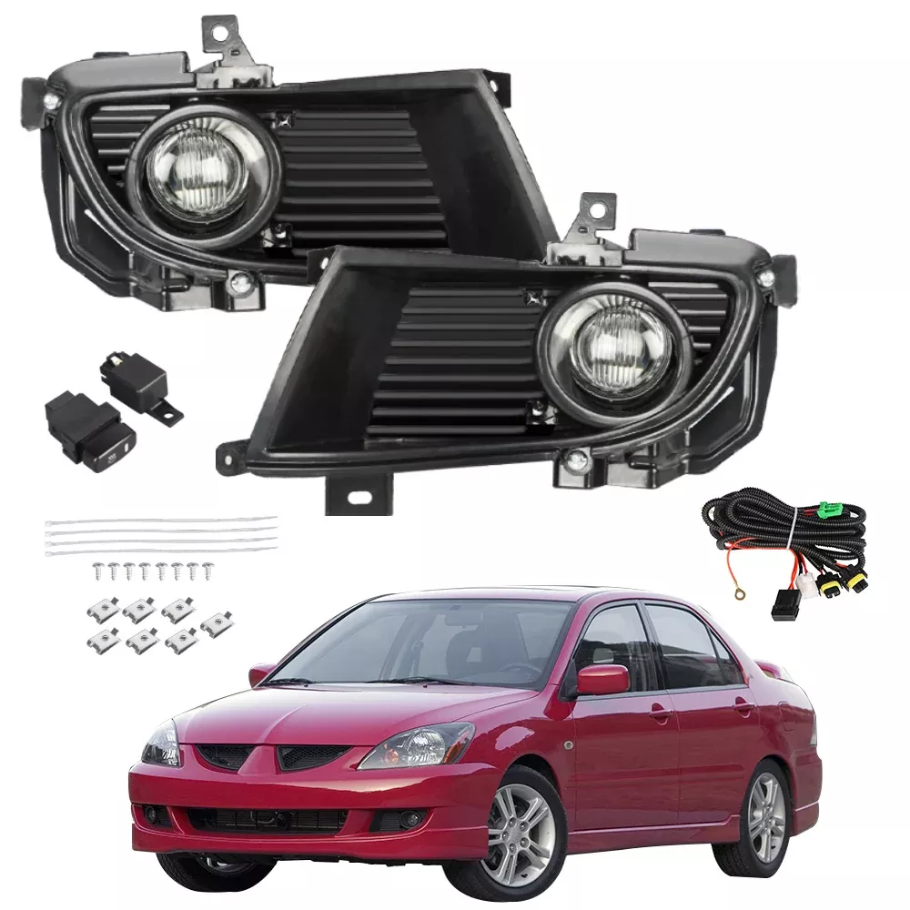 Labwork Driver & Passenger Side Clear Fog Lights Lamps For 2004-2005 Mitsubishi Lancer