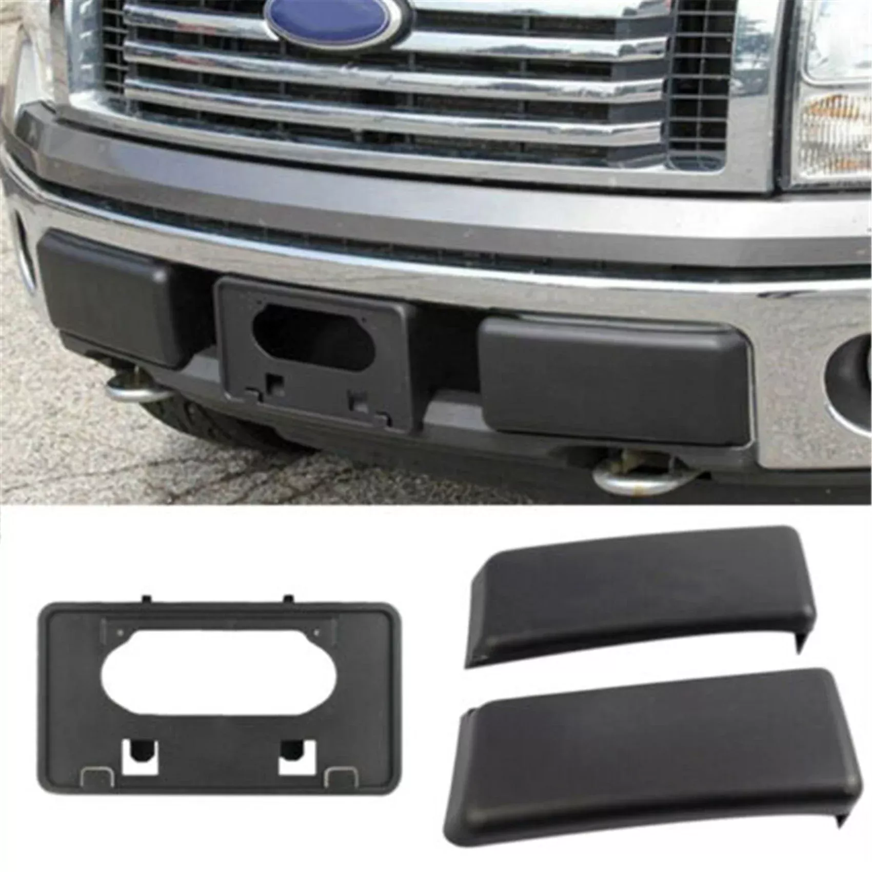 labwork Front Bumper Guards Pads License Plate Frame Bracket Replacement for 2009-2014 Ford F-150 9L3Z17E810B 9L3Z17A385A