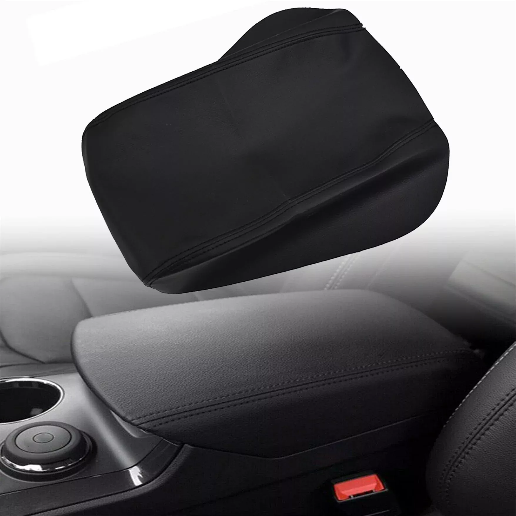 labwork Leather Center Console Lid Armrest Cover Skin For 2011-2018 Ford Explorer Black