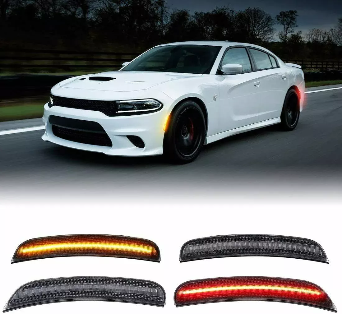 labwork LED Side Marker Lights For 2015-2020 Dodge Charger Front & Rear Set