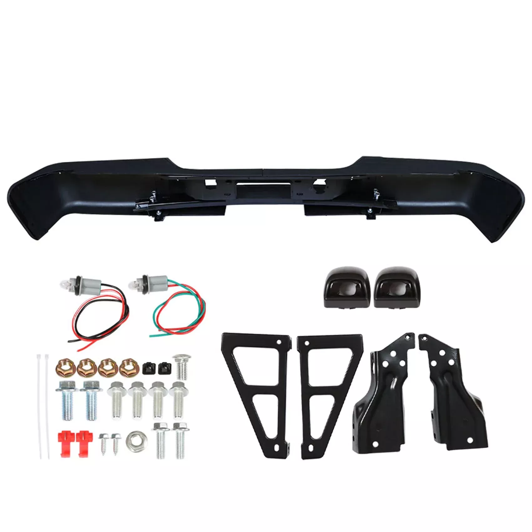 labwork Rear Step Bumper Black Replacement for Chevrolet Silverado 1500 2007 2008 2009 2010 2011 2012 2013 with Parking Aid Sensor Holes GM1103149