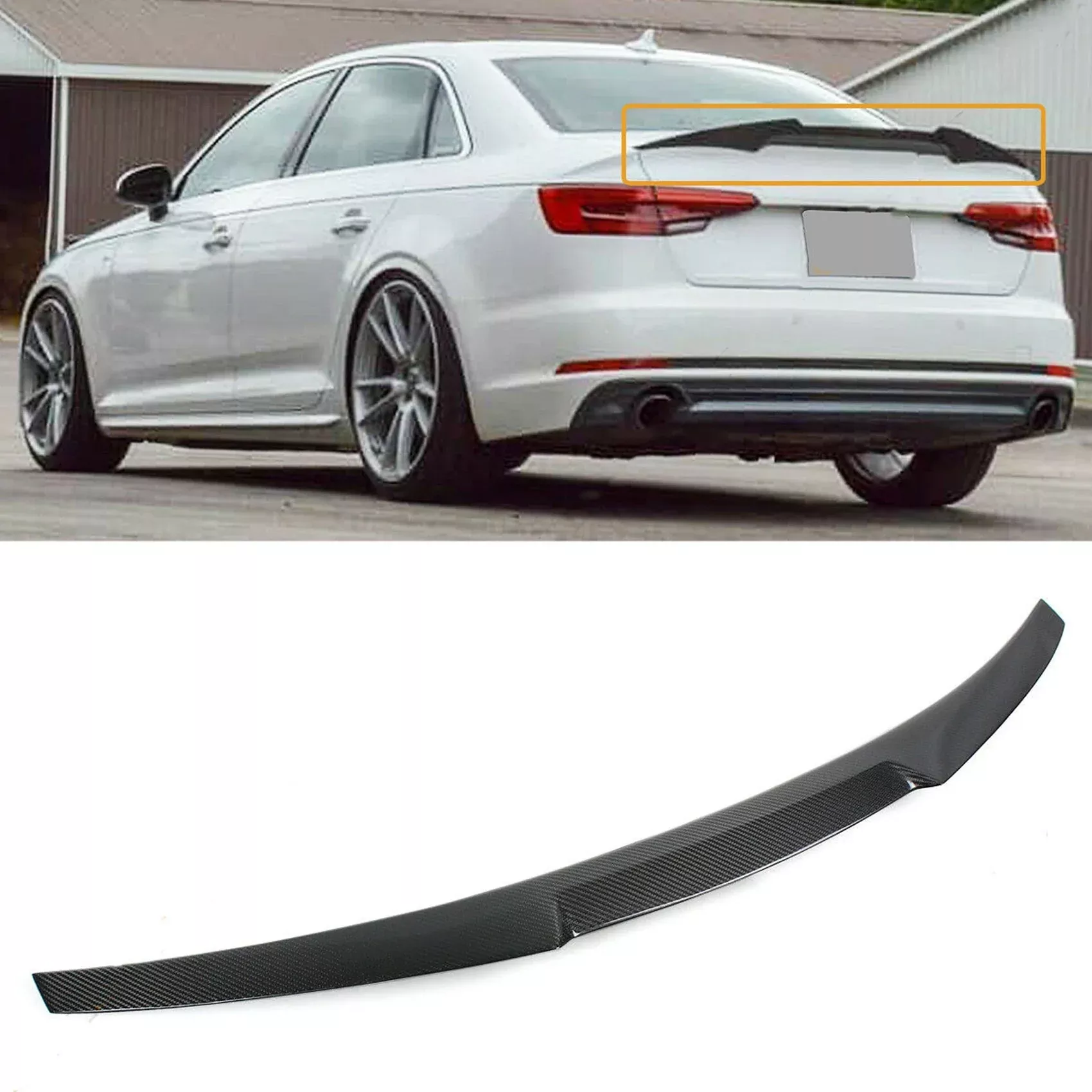labwork Rear Trunk Spoiler Wing Replacement For 17-2019 Audi A4 S4 Sline B9 V Style