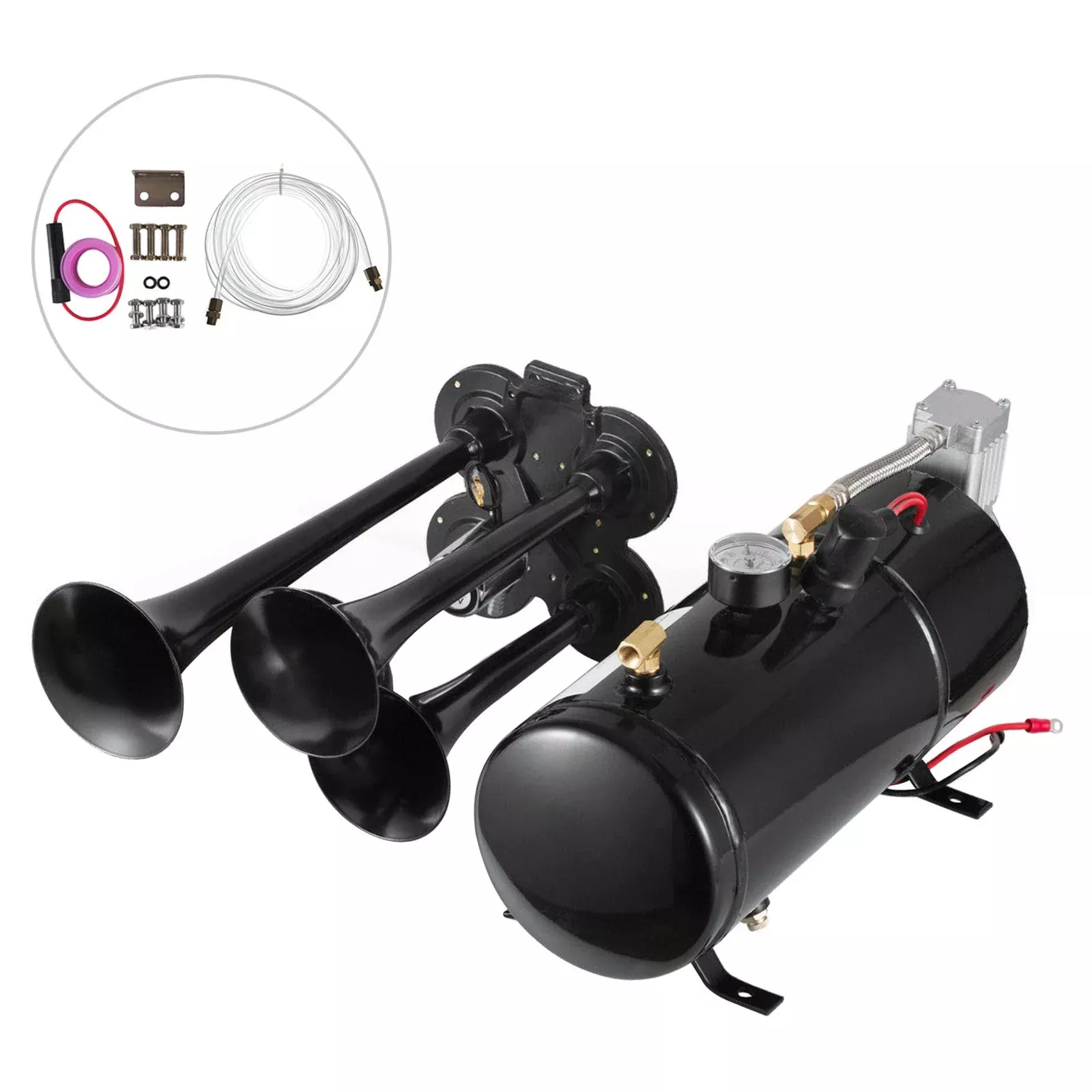 Labwork Train Horn Kit Loud System 4 Trumpets 150PSI For Car Truck Pickup