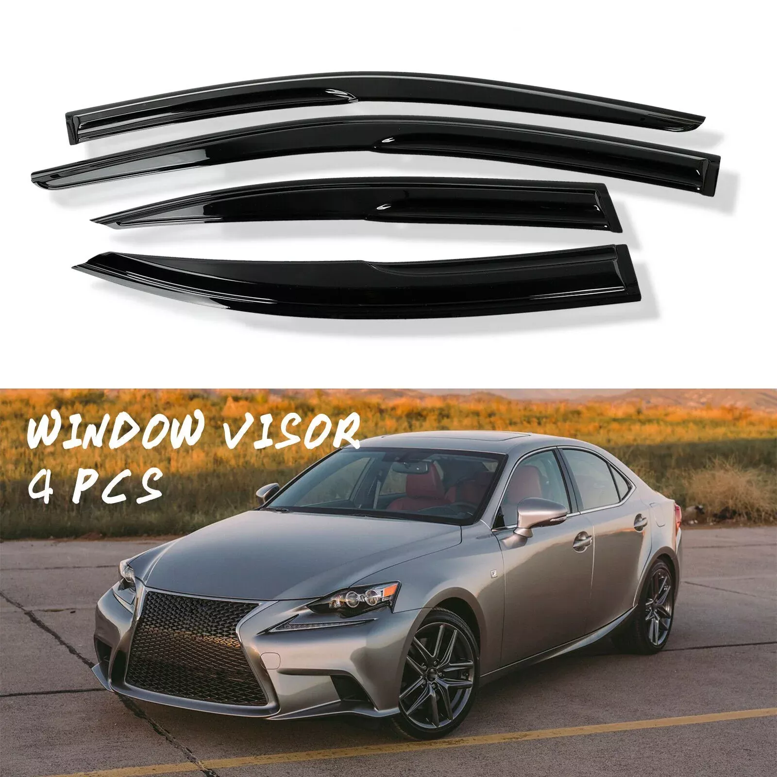 Labwork Window Visor For 06-12 Lexus IS250 IS350 ISF Sedan Rain Guard Deflector