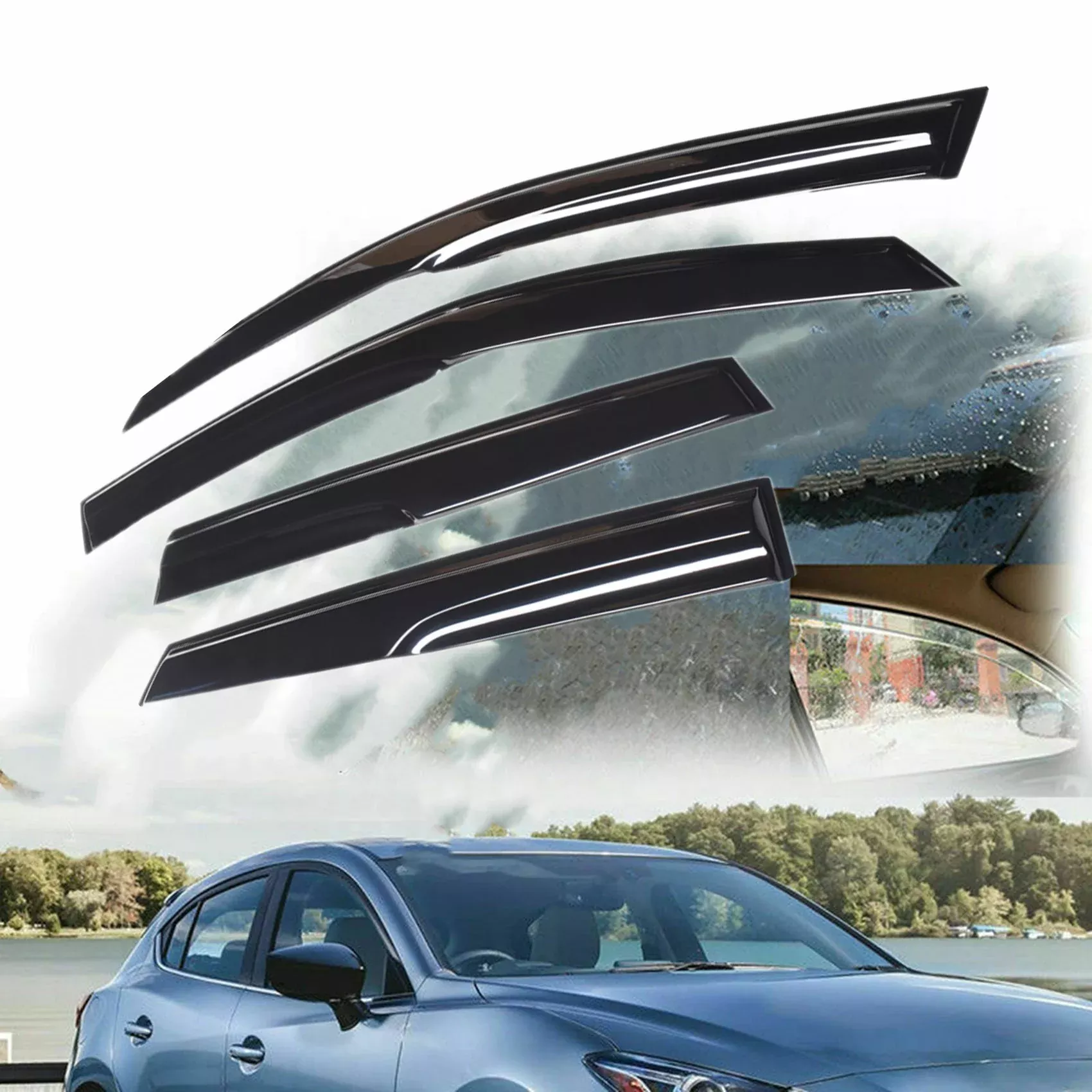 labwork Window Visor Deflector Rain Guards Replacement for Mazda 3 S Hatchback 2004-2009